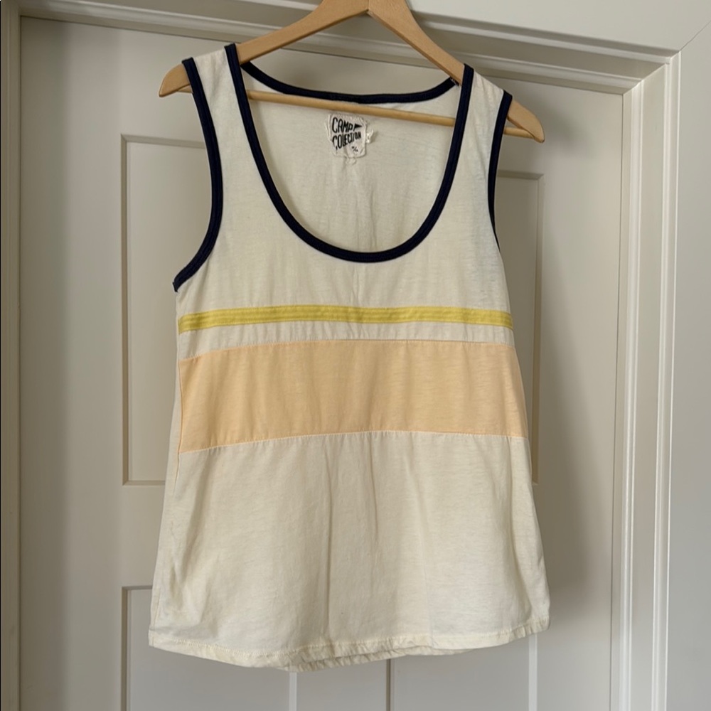 Women's Cream and Yellow Tank Top